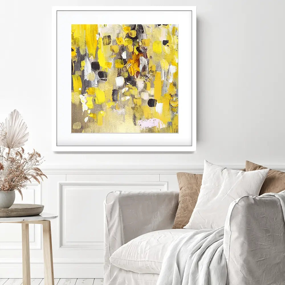 Yellow Abstract Square Framed Art Print Yellow Abstract Square Framed Art Print wall art product Anna Selina / Shutterstock