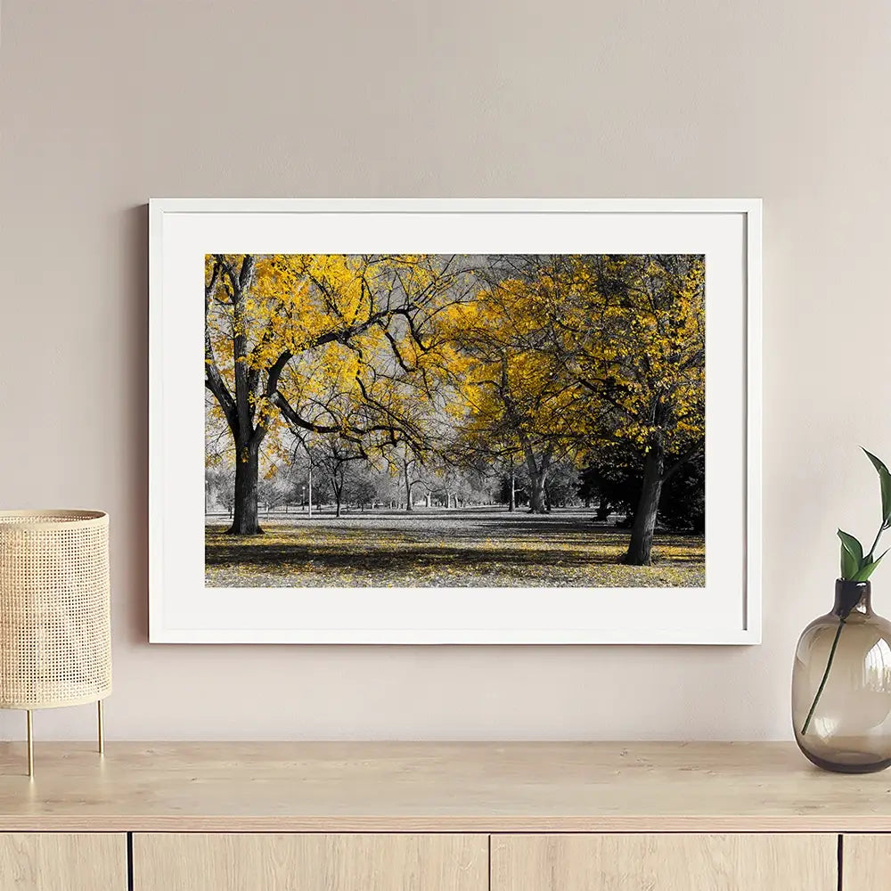 Yellow Blossom Trees Framed Art Print Yellow Blossom Trees Framed Art Print wall art product Ryan DeBerardinis / Shutterstock