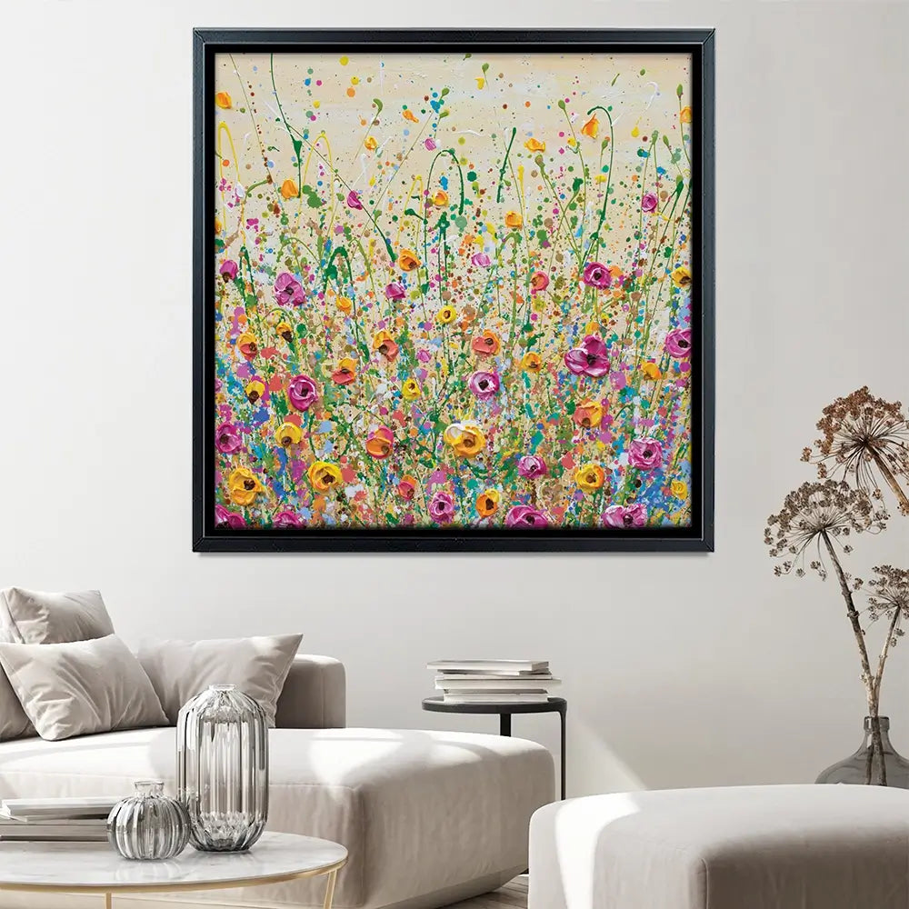 Yellow Meadow Square Canvas Print Yellow Meadow Square Canvas Print | Yellow Meadow Square Canvas Art wall art product Olga Tkachyk