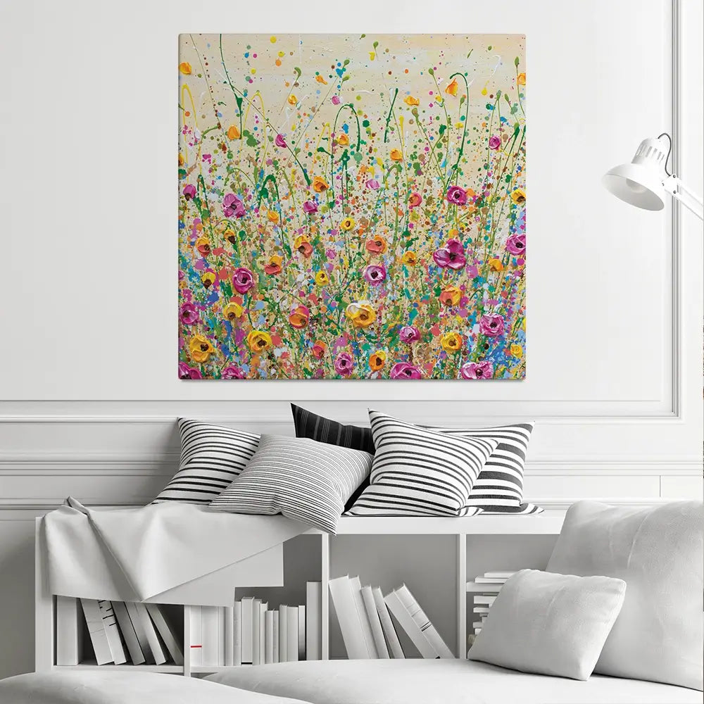 Yellow Meadow Square Canvas Print Yellow Meadow Square Canvas Print | Yellow Meadow Square Canvas Art wall art product Olga Tkachyk