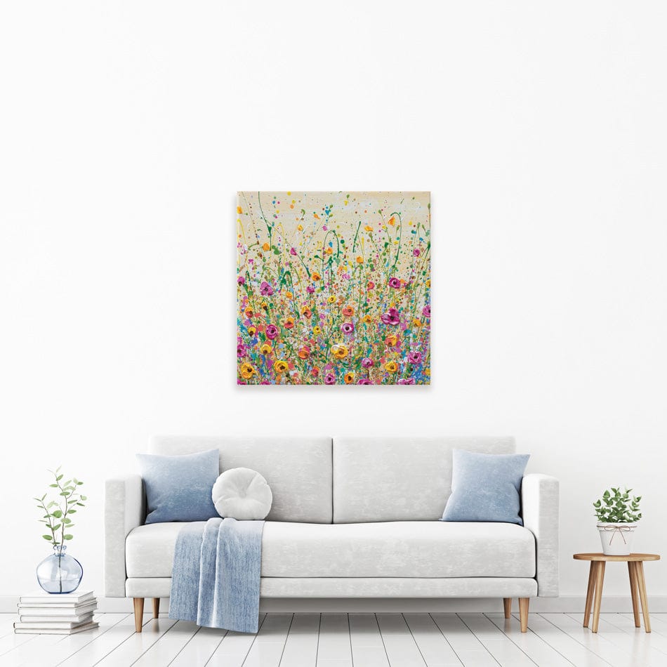 Yellow Meadow Square Canvas Print wall art product Olga Tkachyk