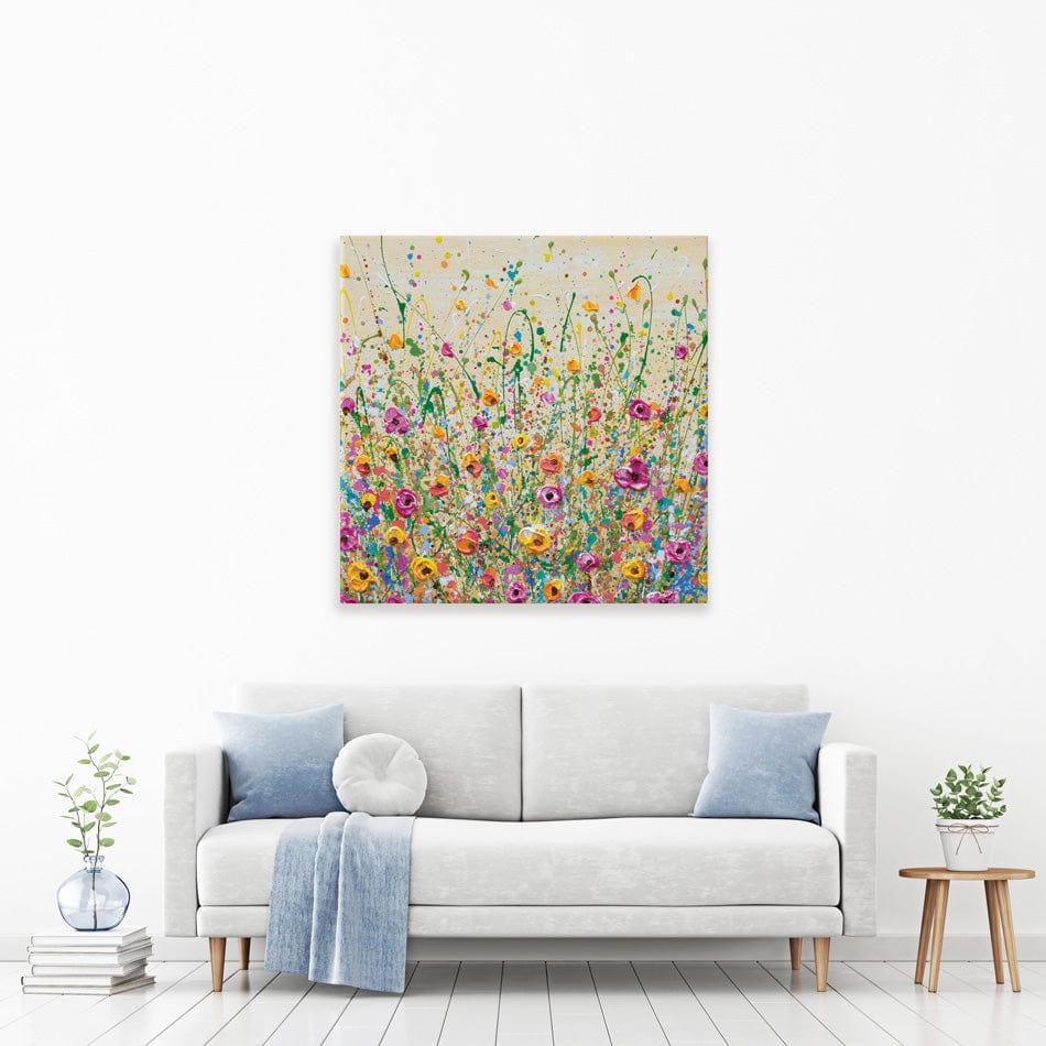 Yellow Meadow Square Canvas Print wall art product Olga Tkachyk