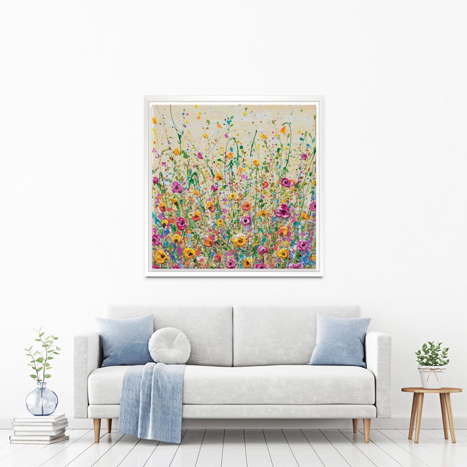 Yellow Meadow Square Canvas Print wall art product Olga Tkachyk