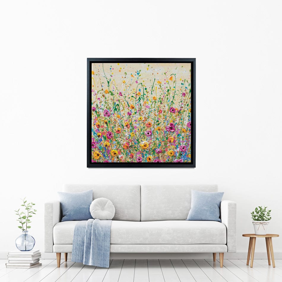 Yellow Meadow Square Canvas Print wall art product Olga Tkachyk