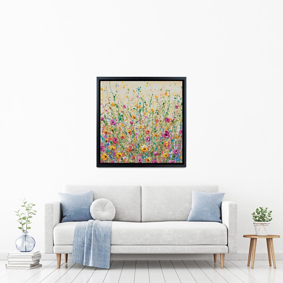 Yellow Meadow Square Canvas Print wall art product Olga Tkachyk