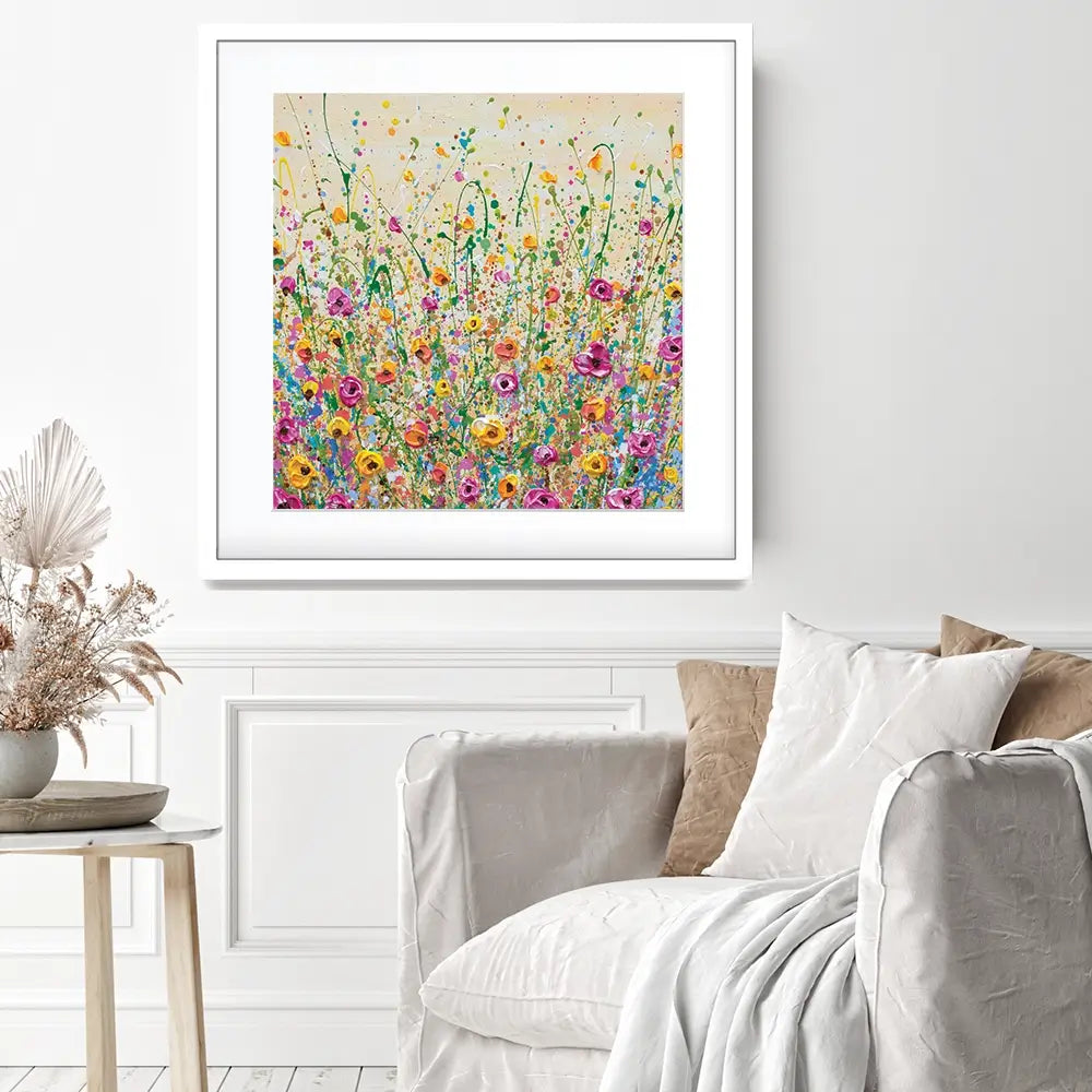 Yellow Meadow Square Framed Art Print Yellow Meadow Square Framed Art Print wall art product Olga Tkachyk