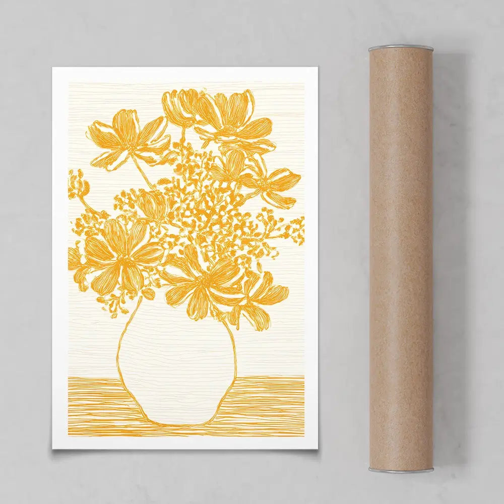 Yellow Vase Of Flowers Art Print Yellow Vase Of Flowers Art Print wall art product IAmHomeStudio
