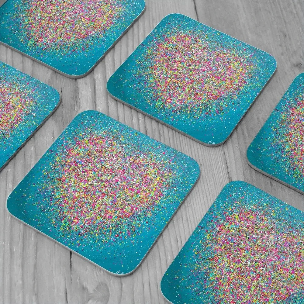 You Make My Heart Smile Coaster Set Rainbow Soul Tree Coaster Set | Rainbow Soul Tree Art Coasters wall art product Jo Gough