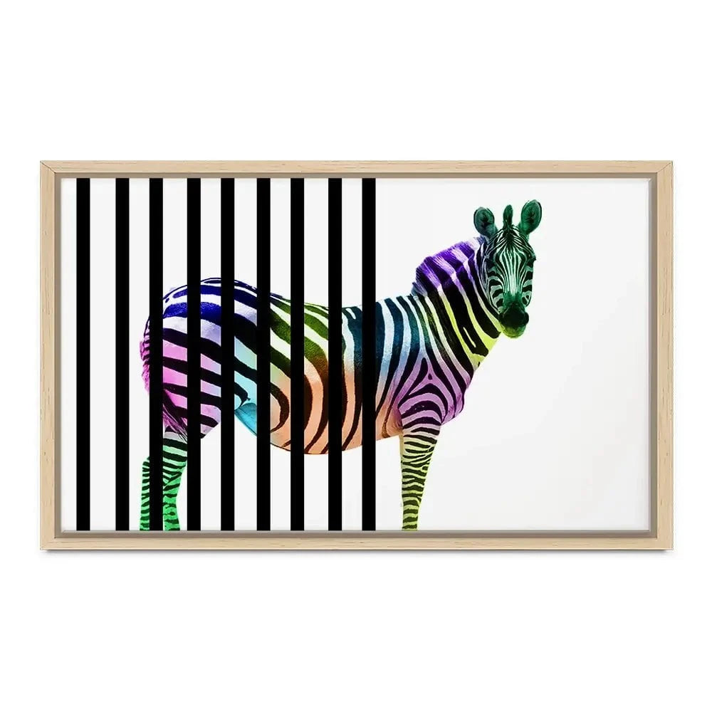 Zebra Behind Bars Canvas Print Zebra Behind Bars Canvas Print wall art product Eavaz / Shutterstock