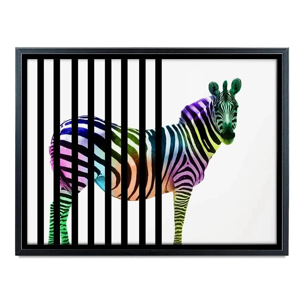 Zebra Behind Bars Canvas Print Zebra Behind Bars Canvas Print wall art product Eavaz / Shutterstock