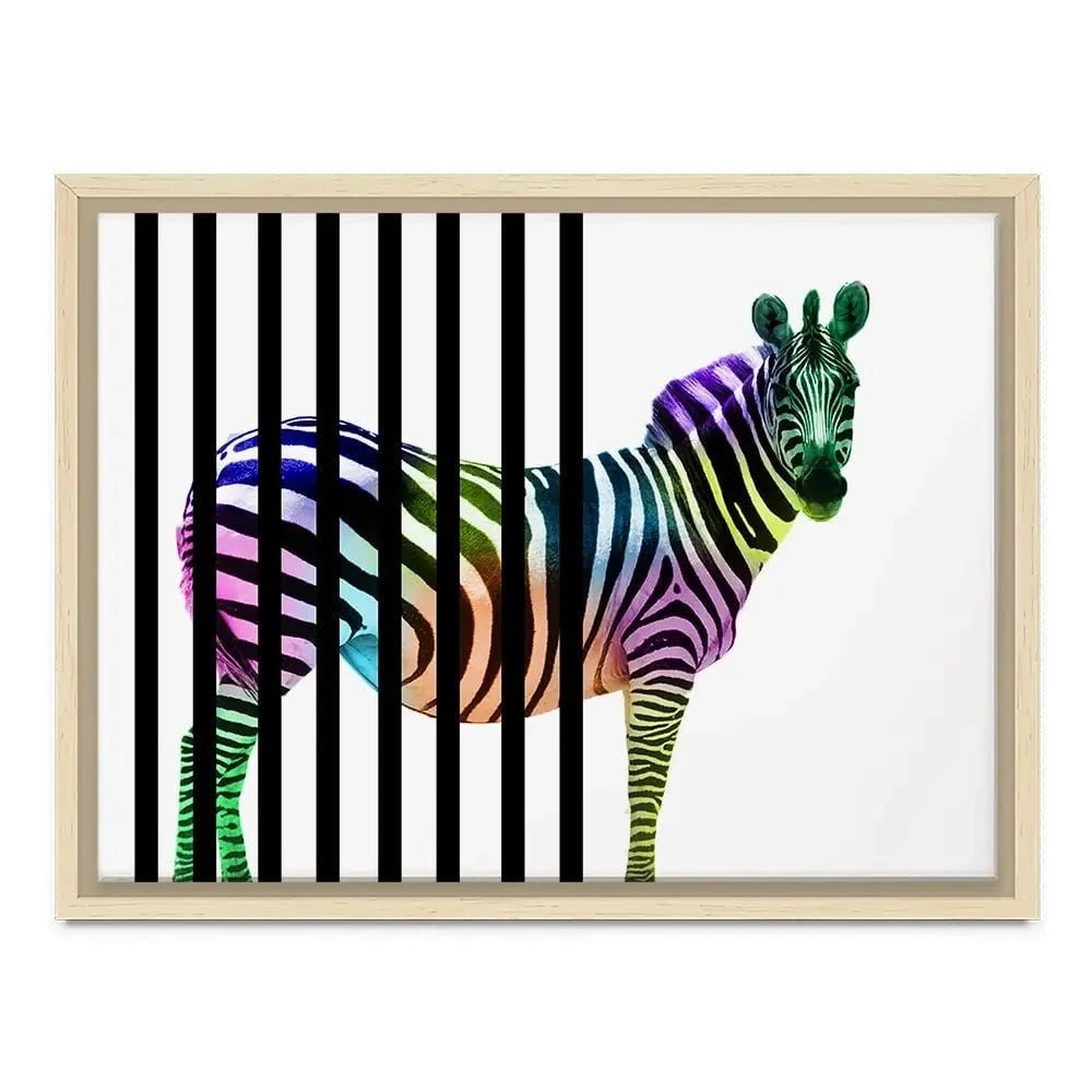 Zebra Behind Bars Canvas Print Zebra Behind Bars Canvas Print wall art product Eavaz / Shutterstock