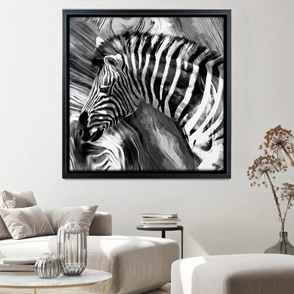 Zebra Square Canvas Print Zebra Square Canvas Print wall art product Mohammadreza Zeidabadi / Shutterstock