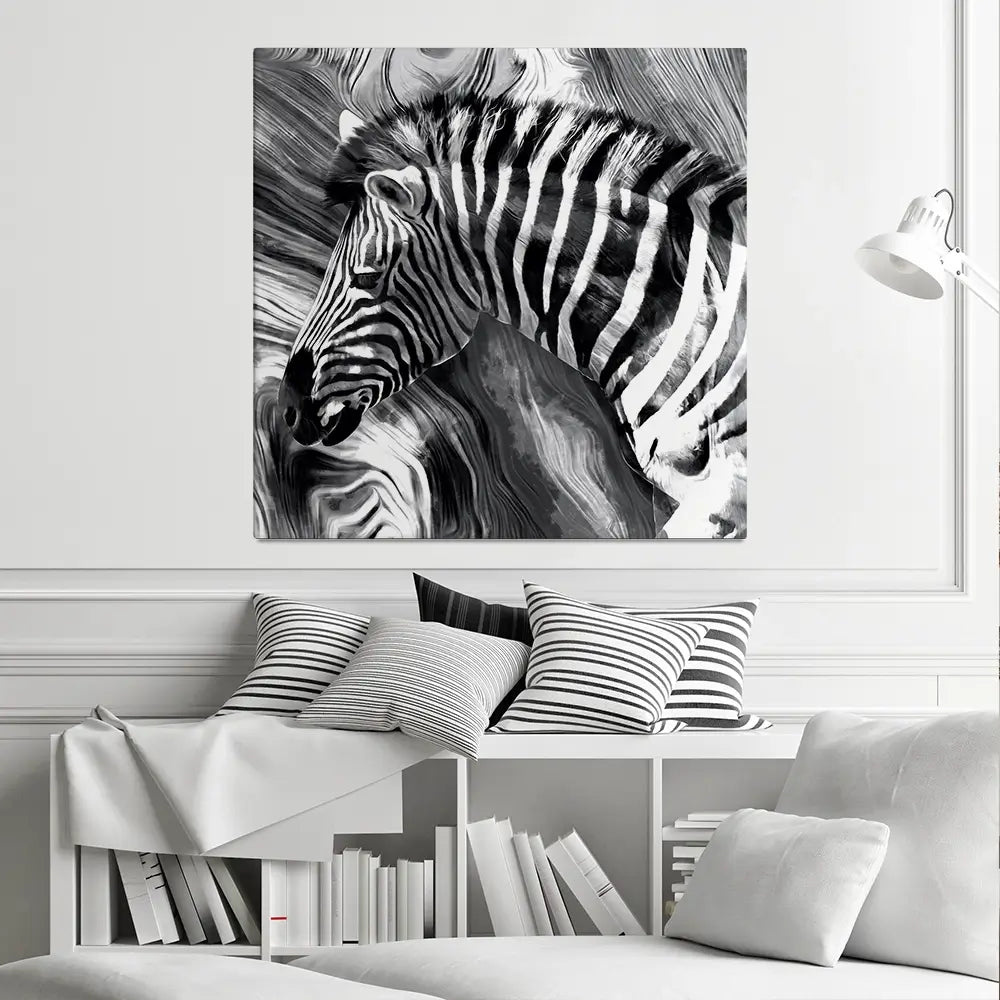 Zebra Square Canvas Print Zebra Square Canvas Print wall art product Mohammadreza Zeidabadi / Shutterstock