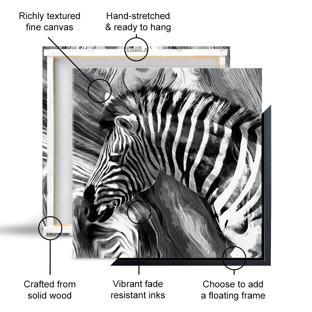 Zebra Square Canvas Print Zebra Square Canvas Print wall art product Mohammadreza Zeidabadi / Shutterstock