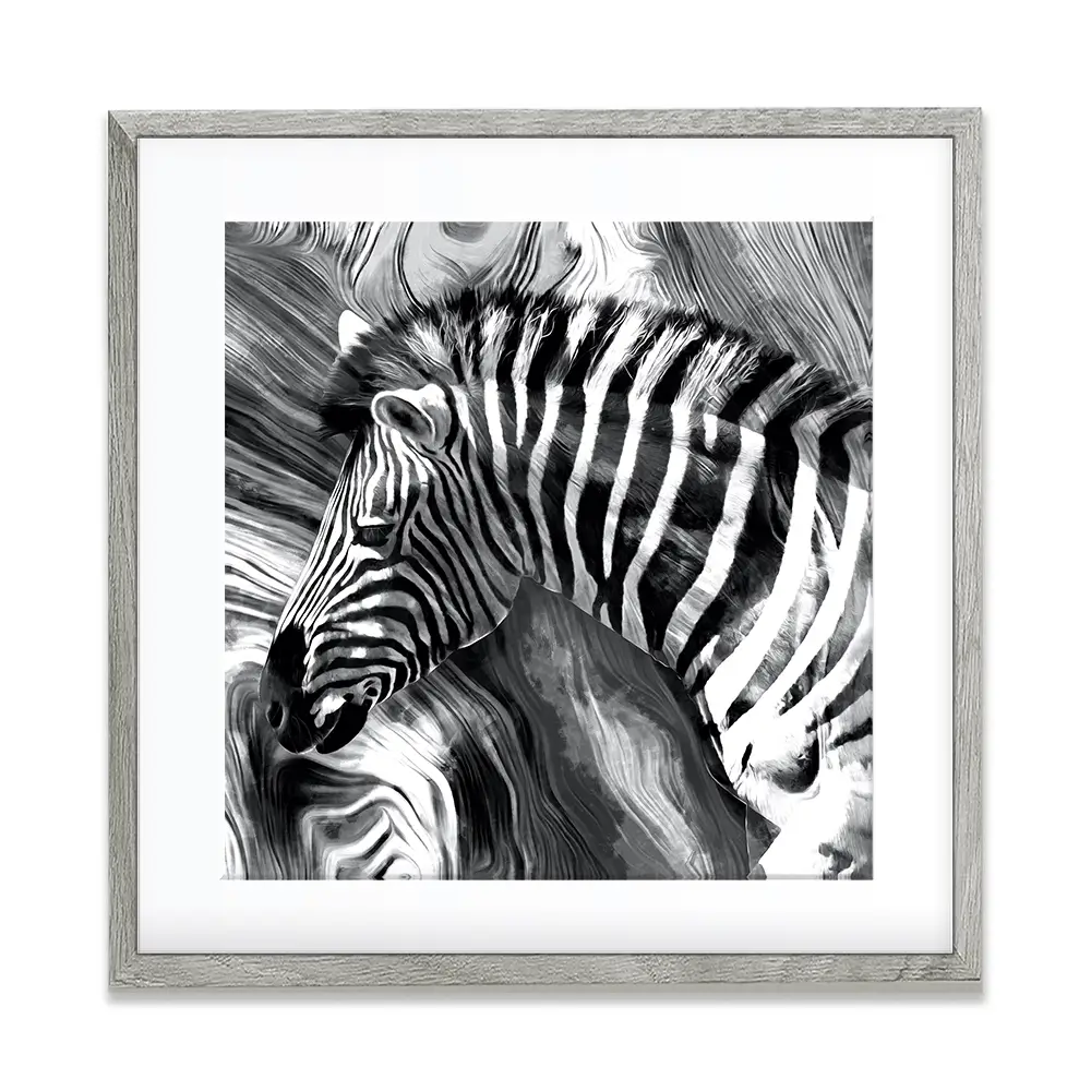 Zebra Square Framed Art Print Zebra Square Framed Art Print wall art product Mohammadreza Zeidabadi / Shutterstock