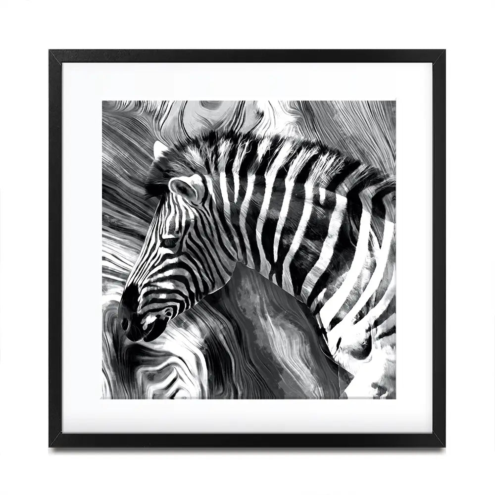 Zebra Square Framed Art Print Zebra Square Framed Art Print wall art product Mohammadreza Zeidabadi / Shutterstock