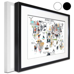 Animal World Map Framed Art Print wall art product Stepova Oksana / Shutterstock