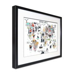 Animal World Map Framed Art Print wall art product Stepova Oksana / Shutterstock