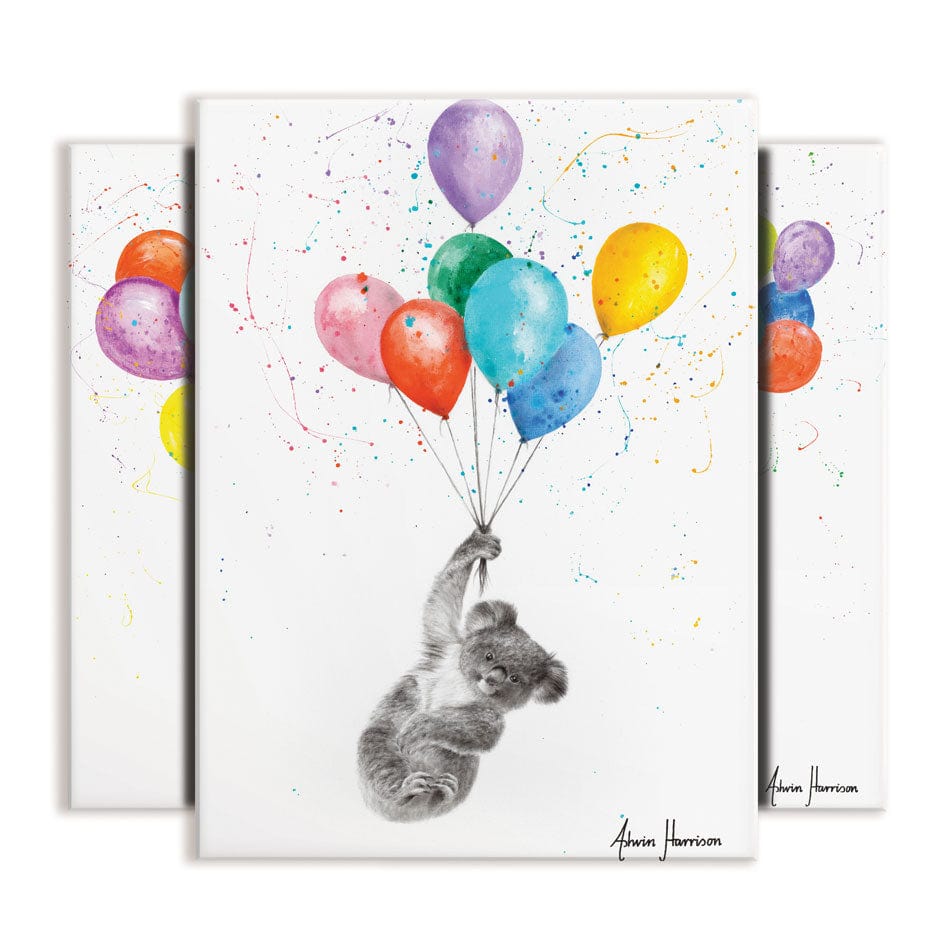 Animals With Balloons Trio Canvas Print wall art product Ashvin Harrison