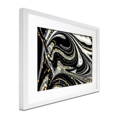 Black Marble Swirls Framed Art Print wall art product CARACOLLA / Shutterstock