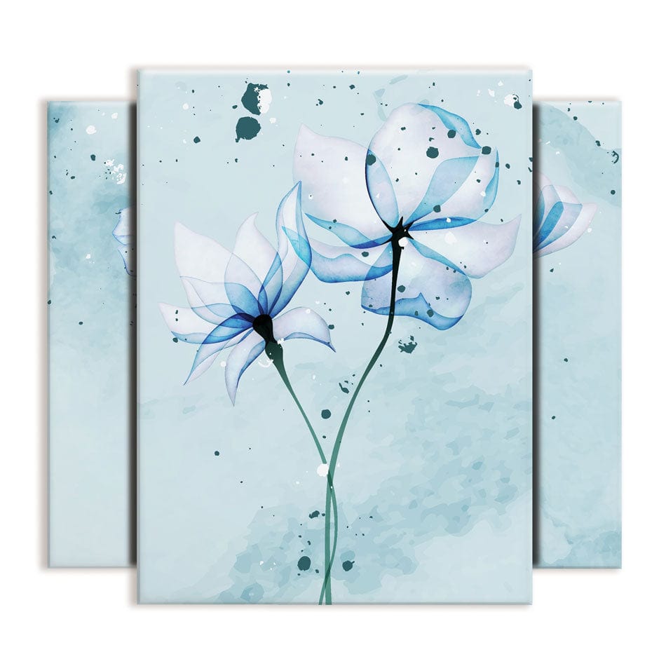 Blue Floral Splash Trio Canvas Print wall art product Aleshyn_Andrei / Shutterstock