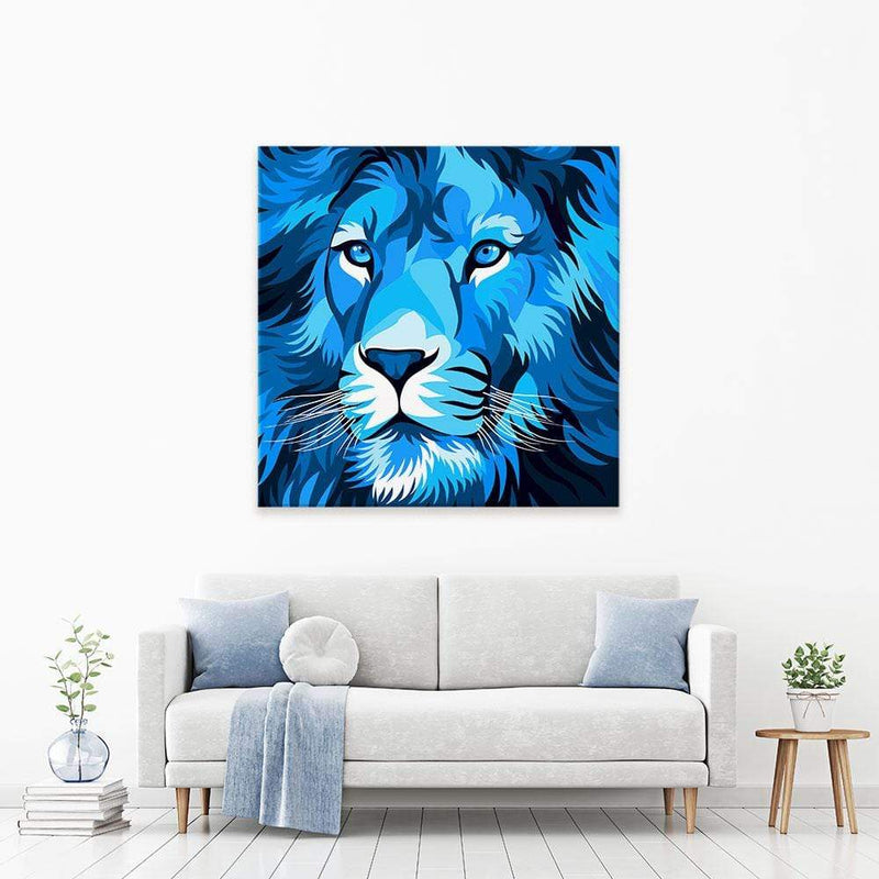 Blue Lion Square Canvas Print wall art product cholikhamka / Shutterstock