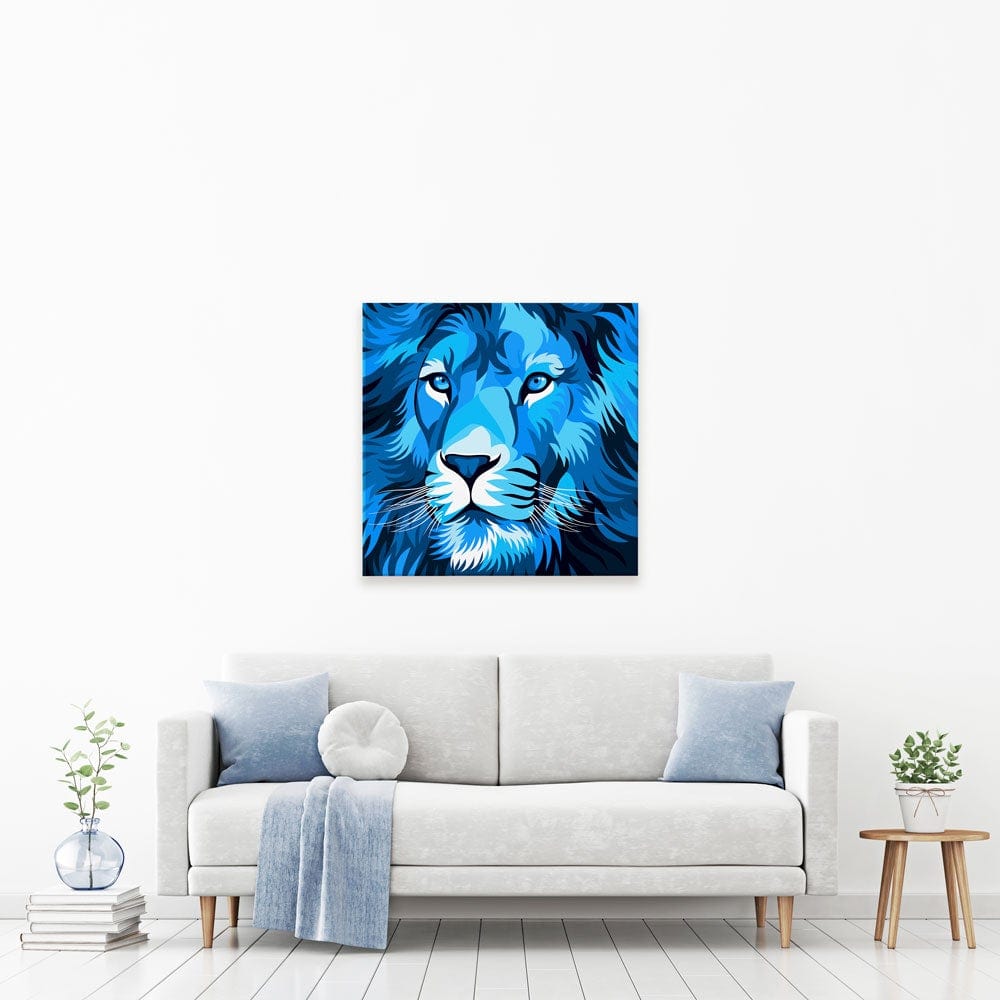Blue Lion Square Canvas Print wall art product cholikhamka / Shutterstock
