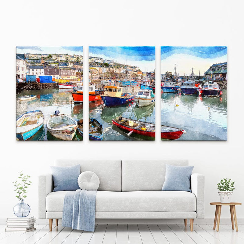 Boat Harbour Trio Canvas Print wall art product Helen Hotson / Shutterstock
