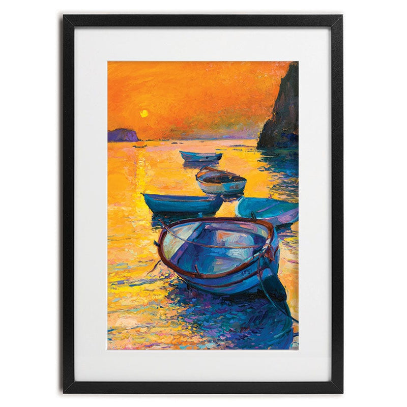 Boats At Sunset Framed Art Print wall art product Ivailo Nikolov / Shutterstock