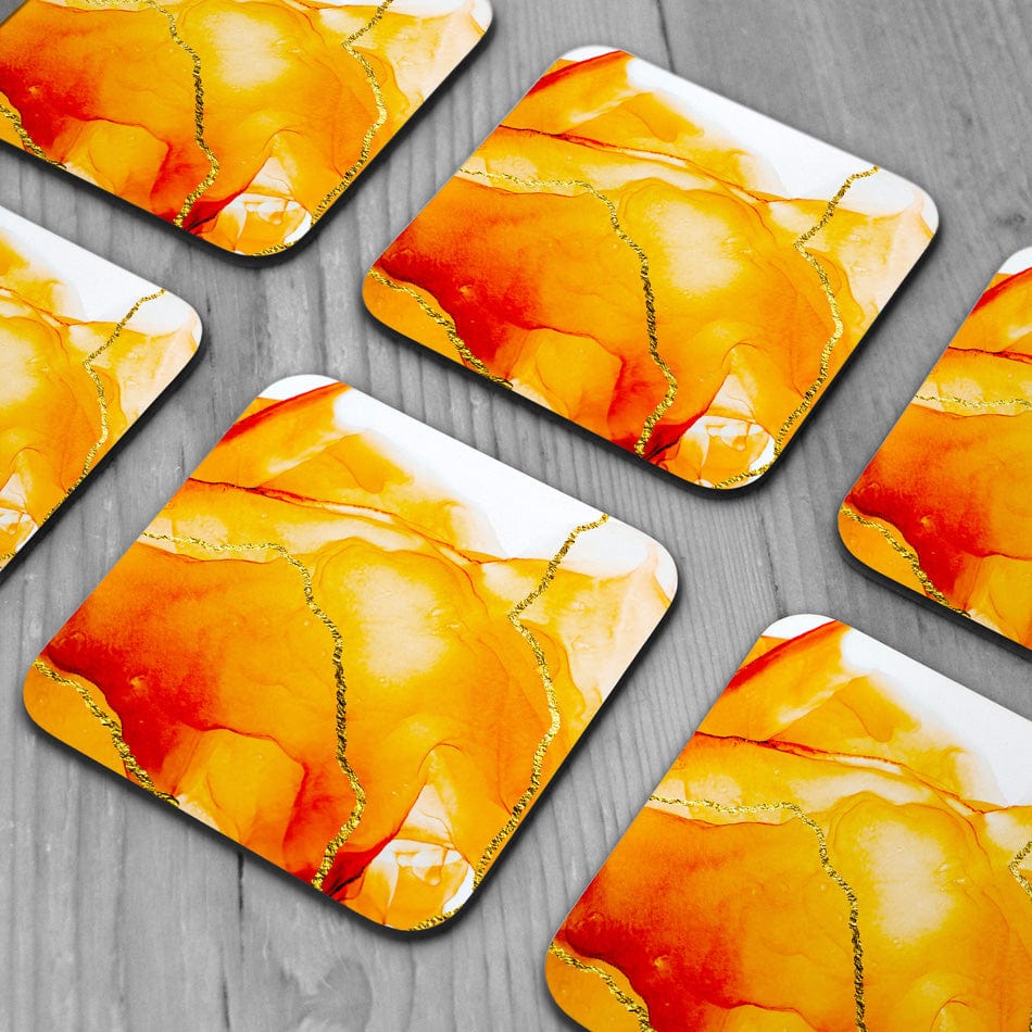 Bright Orange Coaster Set wall art product CARACOLLA / Shutterstock