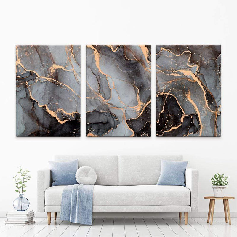 Charcoal Marble Trio Canvas Print wall art product djero.adlibeshe / Shutterstock