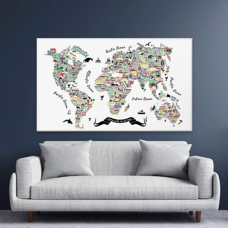 Cities World Map Canvas Print wall art product Moloko88 / Shutterstock