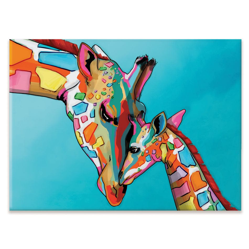 Colourful Giraffe and Calf Canvas Print wall art product Art Print Shop