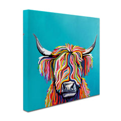 Colourful Scottish Cow Canvas Print wall art product Independent