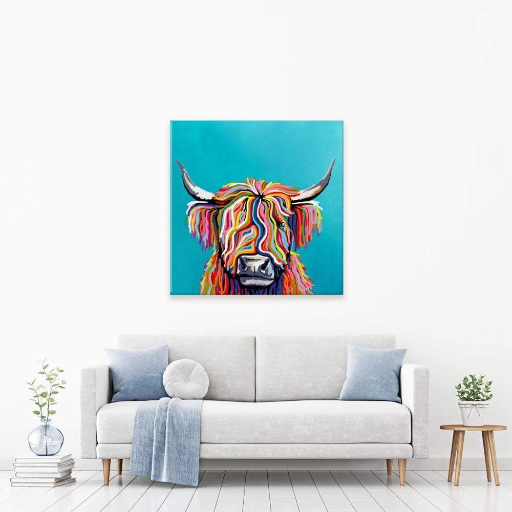 Colourful Scottish Cow Canvas Print wall art product Independent