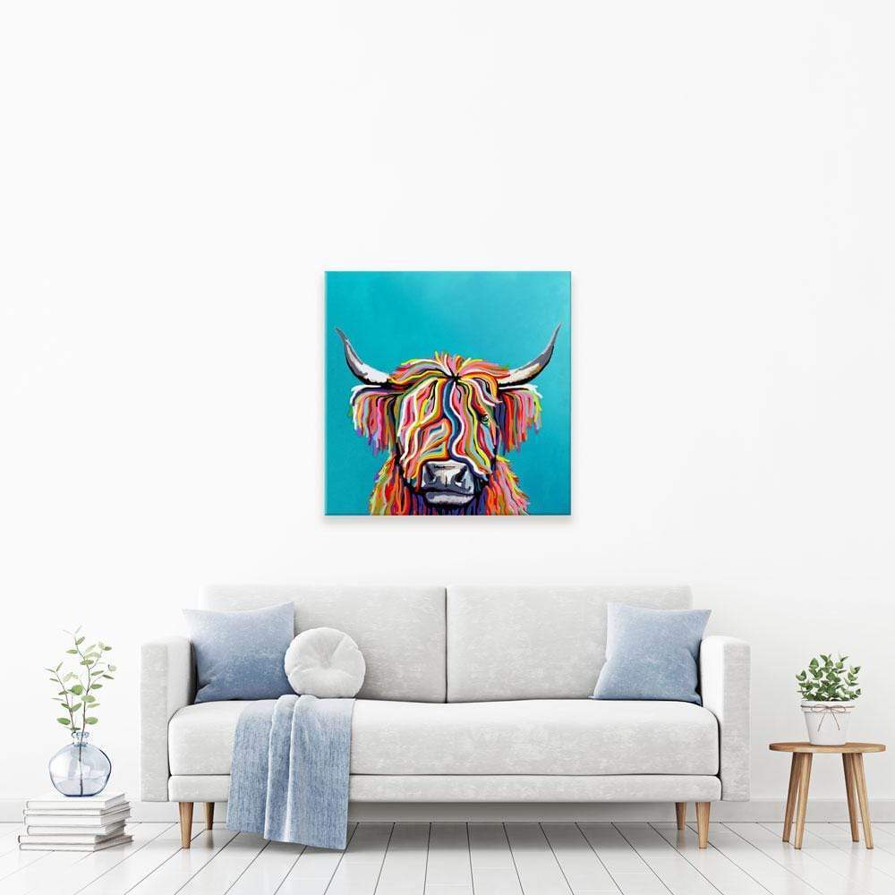Colourful Scottish Cow Canvas Print wall art product Independent