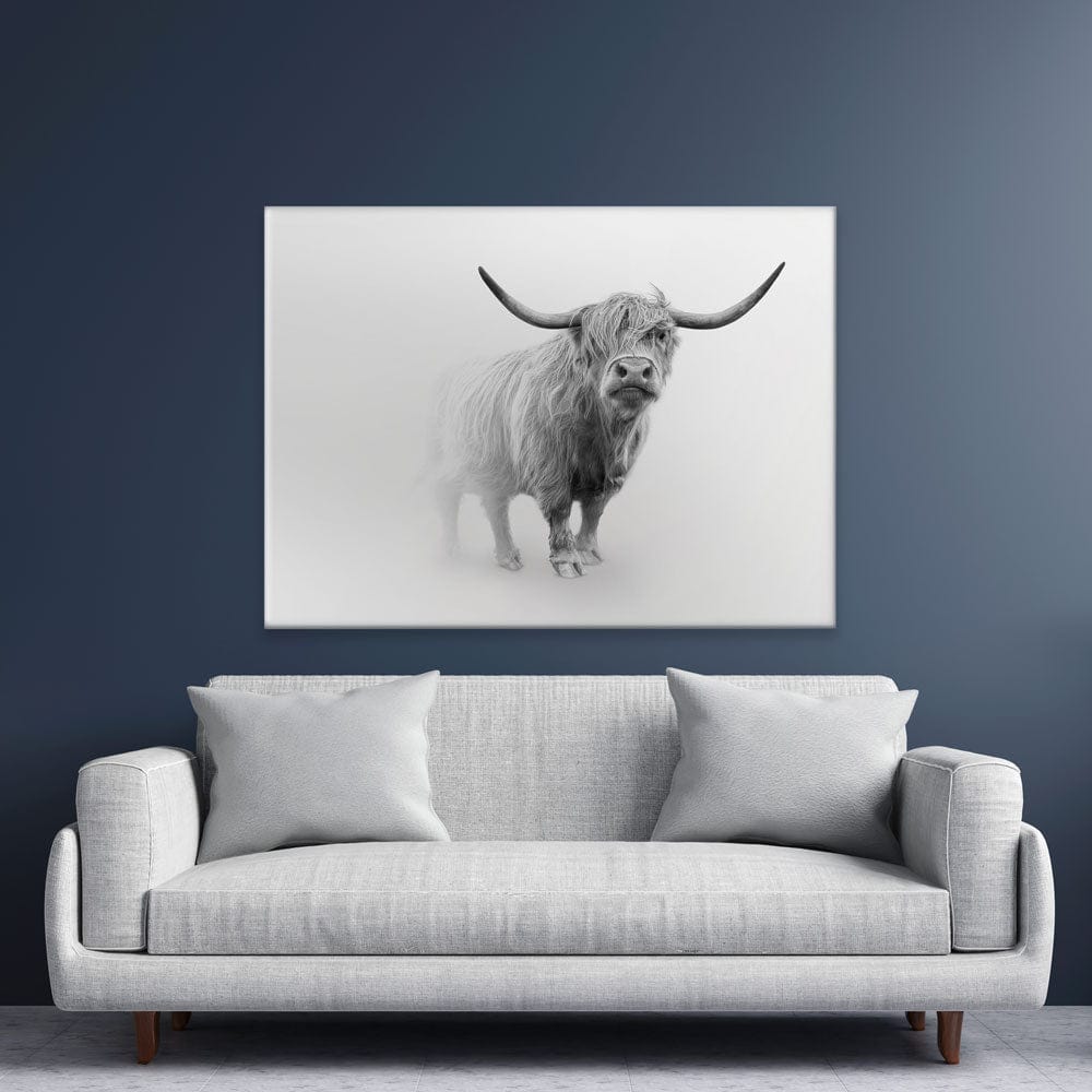 Cow In The Fog Canvas Print wall art product Effect of Darkness / Shutterstock