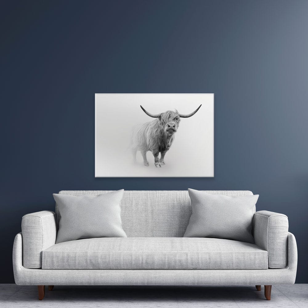 Cow In The Fog Canvas Print wall art product Effect of Darkness / Shutterstock