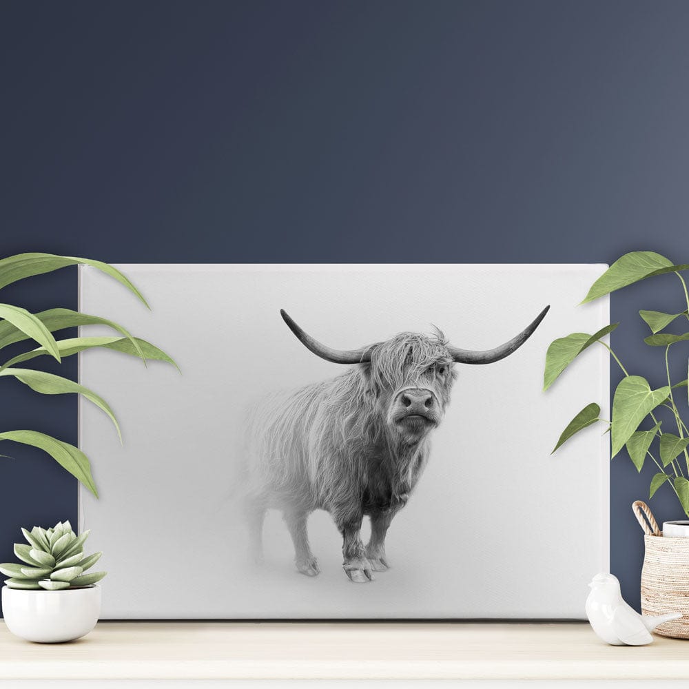 Cow In The Fog Canvas Print wall art product Effect of Darkness / Shutterstock