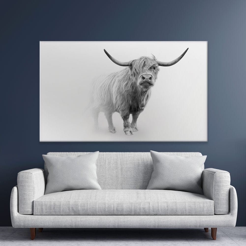 Cow In The Fog Canvas Print wall art product Effect of Darkness / Shutterstock