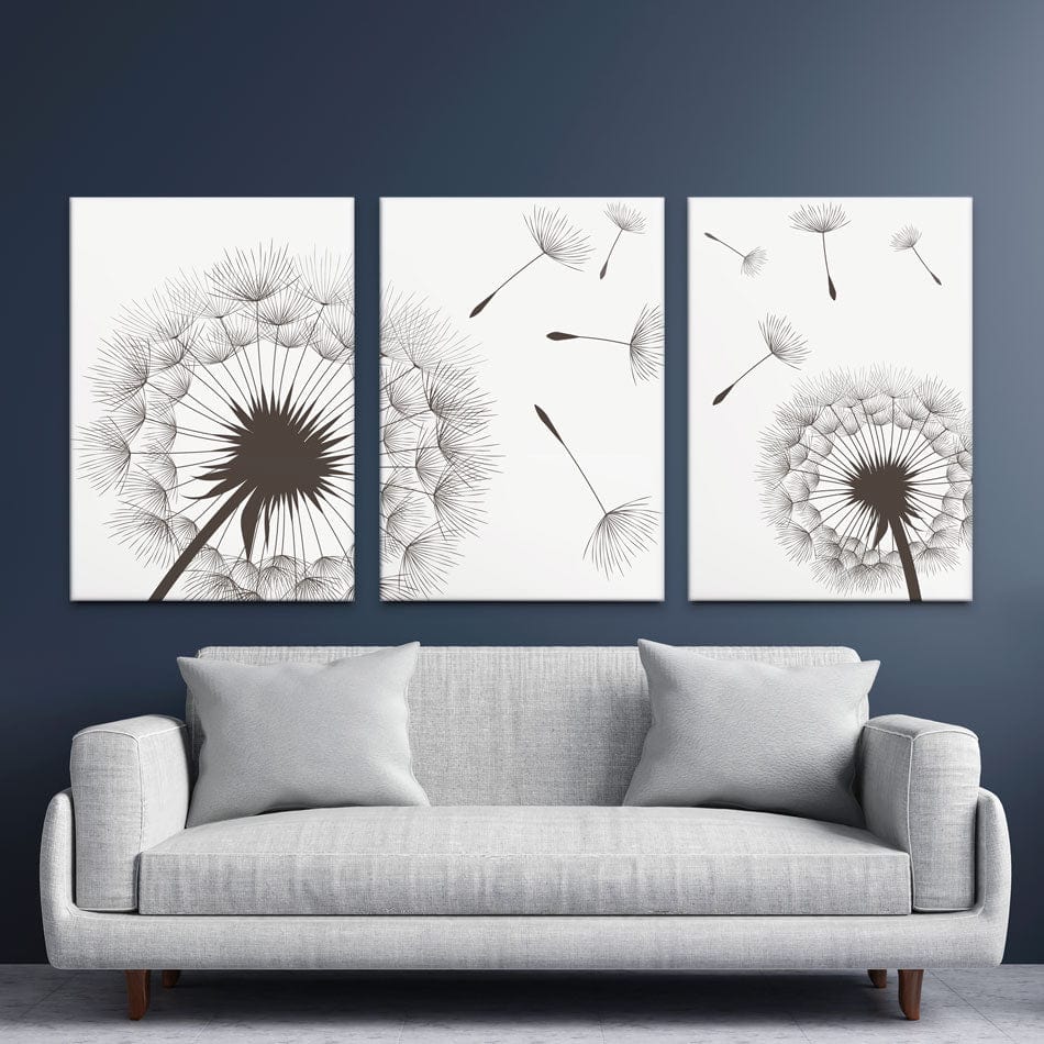 Dandelions Journey Trio Canvas Print wall art product Anastasia Kristofer / Shutterstock