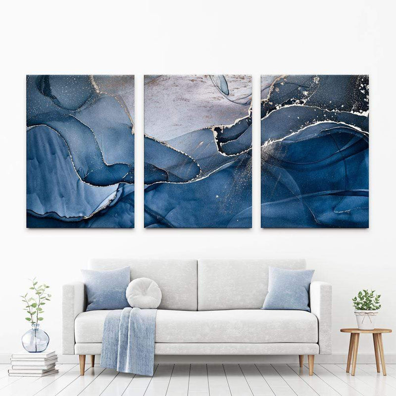 Dark Blue Marble Trio Canvas Print wall art product djero.adlibeshe yahoo.com / Shutterstock