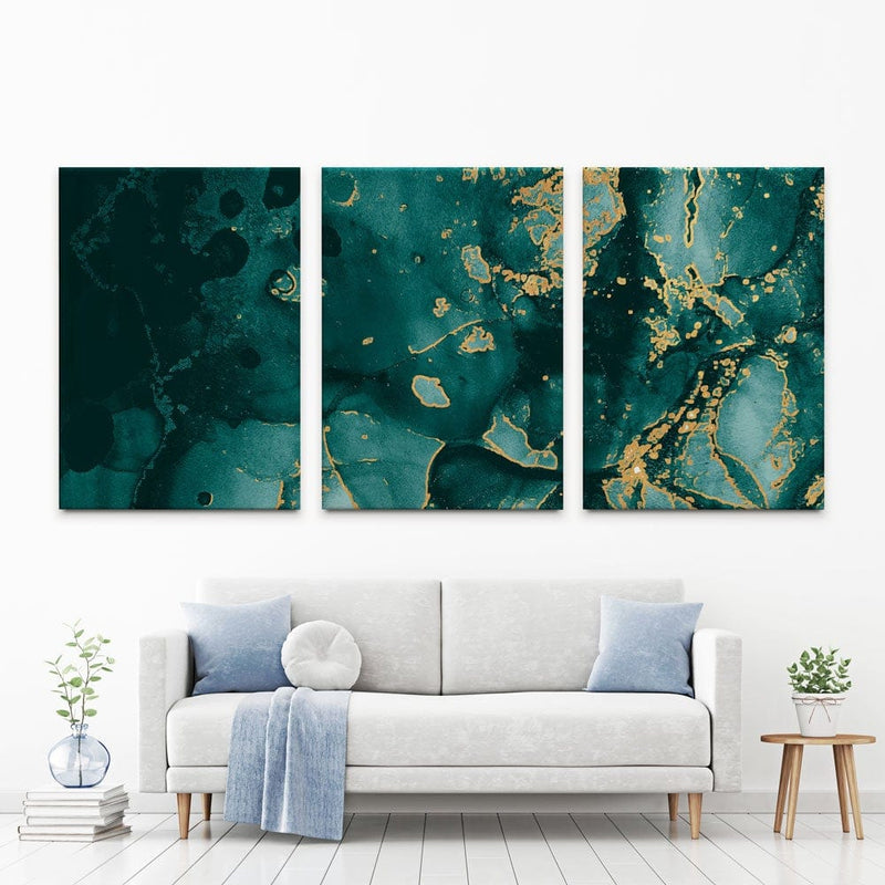 Deep Green Marble Trio Canvas Print wall art product Seamless Watercolor / Shutterstock
