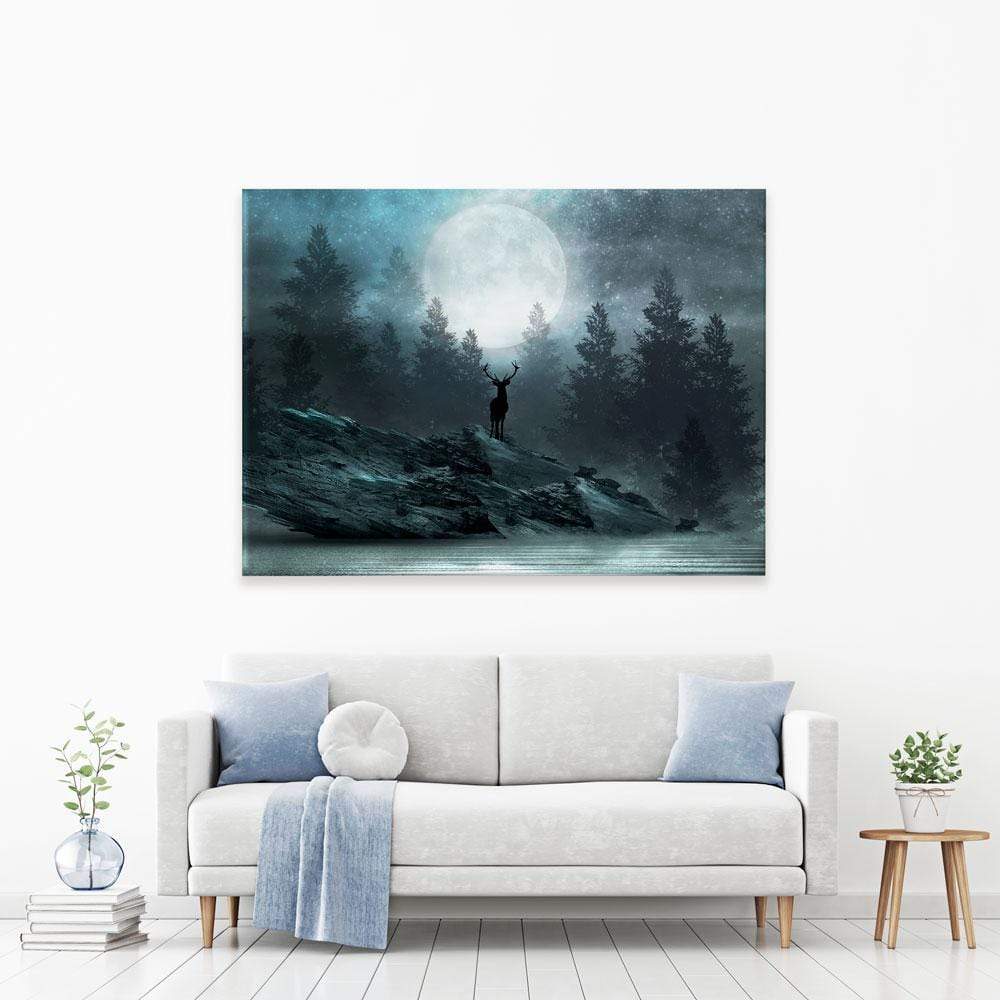Deer Under The Moon Canvas Print wall art product Mia Stendal / Shutterstock