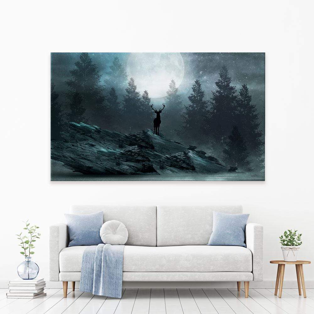 Deer Under The Moon Canvas Print wall art product Mia Stendal / Shutterstock