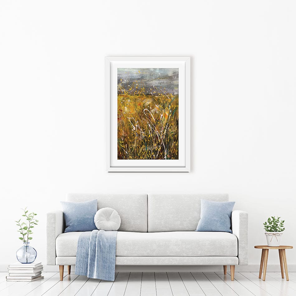 Field Of Gold Framed Art Print wall art product Jane Brookshaw