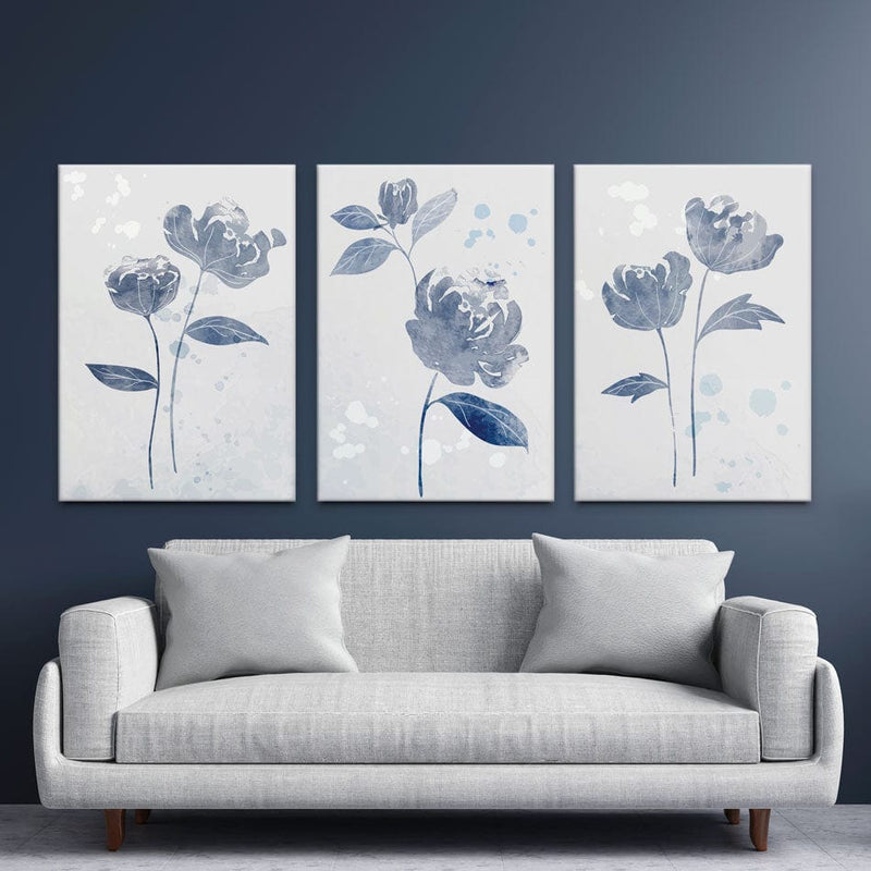 Floral Blue Trio Canvas Print wall art product TWINS DESIGN STUDIO / Shutterstock
