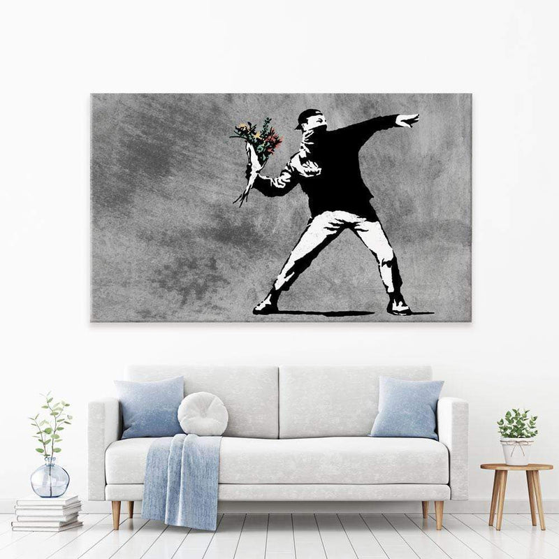 Flower Thrower Canvas Print wall art product Banksy