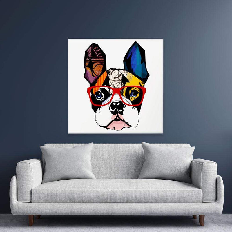 French Bulldog Wearing Glasses Canvas Print wall art product isaxar / Shutterstock