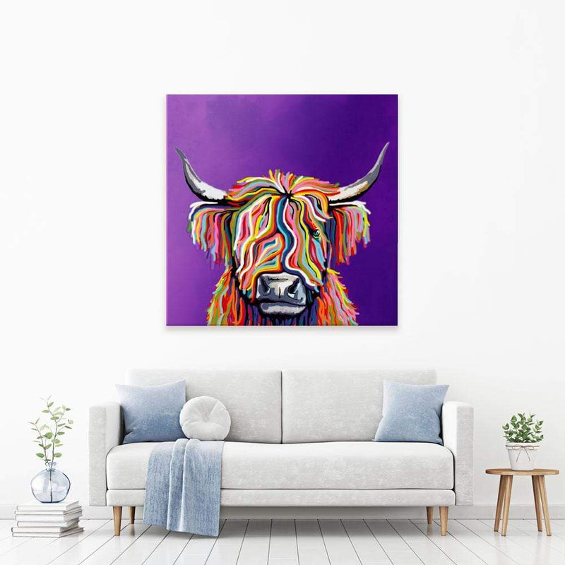 Funky Coloured Cow Canvas Print wall art product Independent